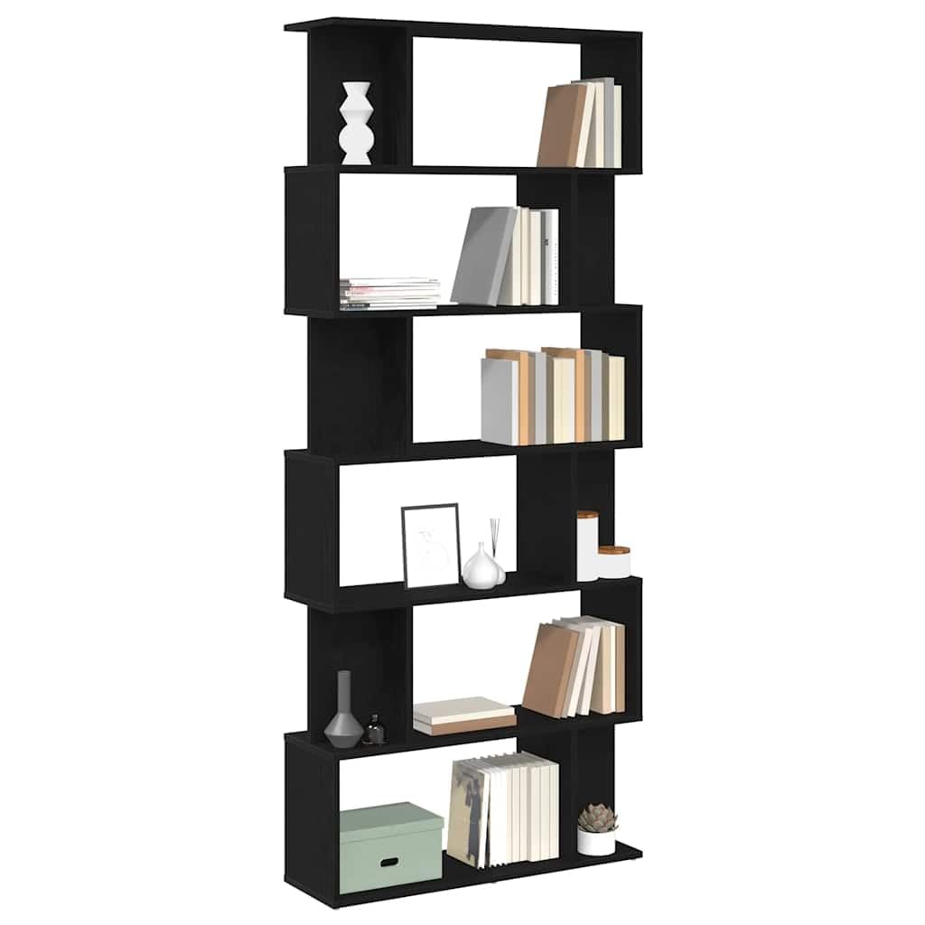 Estantería en aspecto de roble, 80 x 24 x 190,5 cm, de material de madera con compartimentos desplazados y parte superior estable para libros y decoración, fácil de limpiar