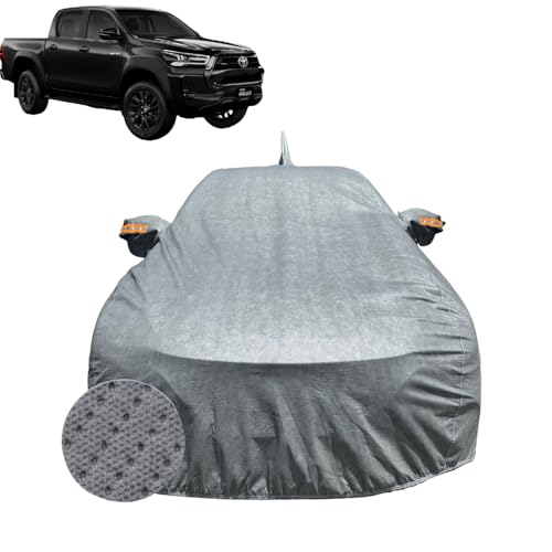Image of Car Cover for Toyota Hilux (2020-2026) | 100% Waterproof Cover with Reflective Mirror Pockets | Dustproof, Scratchproof, Heatproof Hilux Car Cover |Soft Cotton Lining| Grey