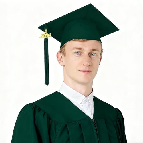 Image of 10 Pieces 2026 Graduation Tassels Bulk with Gold Year Charms for Graduation Cap Accessories (Forest Green)