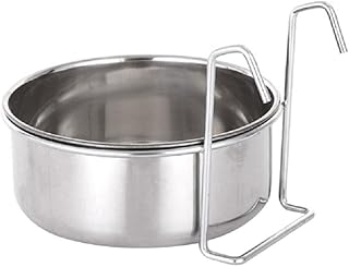 Youngy Dog Kennel Bowl Stainless Steel Hanging Food Water Bowl Crate Cup Pet Cage Bowls with Hanger for Bird Small Animals Stainless Steel Bowls Hanging
