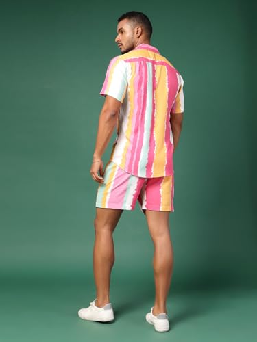 Image of Rigo Men's Rayon Striped Pajama Set Pack of 1 (SET04241037RS-L Multicolour L)