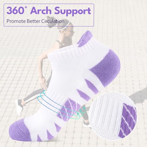 6 Pairs Ankle Running Cotton Socks Womens Low Cut Athletic Thick Cushioned Anti-blister Soft Socks for Women4