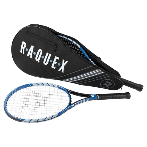 Raquex Bolsa para Raquetas de Tenis, Azul o Negra, Funda para Raquetas de Tenis, Raqueta de Squash y bádminton para 2 Raquetas y Accesorios con Correa para el Hombro (Negro)