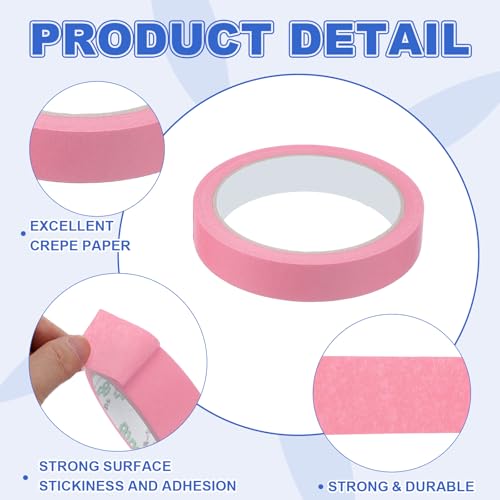 Image of MECCANIXITY Masking Tape 0.7 Inch x 21 Yard Painter's Tape Pink Paint Tapes for DIY Crafts Arts Drawing Decoration Labeling Car Painting Artist Teachers, Pack of 6