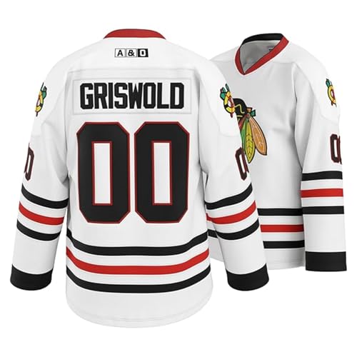 A&O Griswold #00 Movie Hockey Jersey Stitched Letters and Numbers Authentic Fabs Apparel Medium White