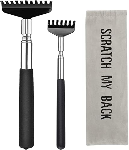 2 Pack Back Scratcher for Men Women,Portable Extendable Stainless Steel Telescoping Back Scratchers Oversized and Normal Size with Carrying Bag