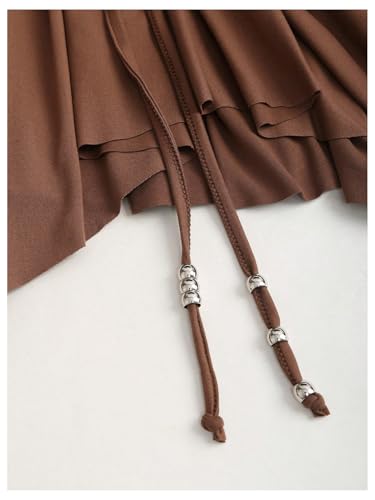 WDIRARA Women's Punk Halter Mini Dress Western Asymmetrical Ruffle Sleeveless Drawstring Ruched A Line Dresses3