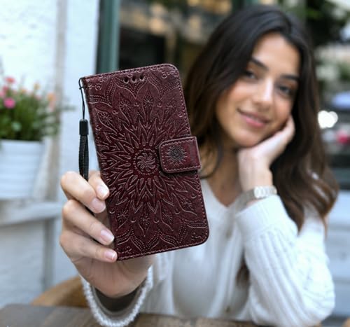Image of TROUNCE Queen Faux Leather Flip Case Cover with Card Cash Holder Wallet Case | Magnetic Lock Mobile Cover |Back Case - Brown for Google Pixel 8