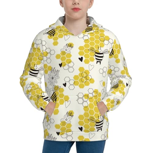 Heart Shaped Honeycomb Kids Pullover Hoodies Boys Sweatshirts Girls Athletic Clothes with Pocket