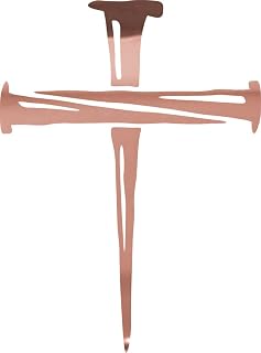 Nail Cross Christian Jesus 1 (Rose Gold) (Set Of 2) Premium Waterproof Vinyl Decal Stickers For Laptop Phone Accessory Helmet Car Window Bumper Mug Tuber Cup Door Wall Decoration