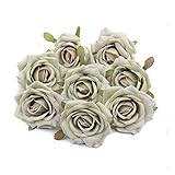 Gzjdtkj Künstliche Blumen 20 stücke 7cm künstliche Seide Rose Blume Kopf für Hochzeit fire Dekoration DIY Kranz skrapbook Handwerk billig Big gefälschte Flowe (Color : Green)