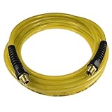 Coilhose Pneumatics PFE40504TY Flexeel Reinforced Polyurethane Air Hose, 1/4-Inch ID, 50-Foot Length with (2) 1/4-Inch MPT Reusable Strain Relief Fittings, Transparent Yellow