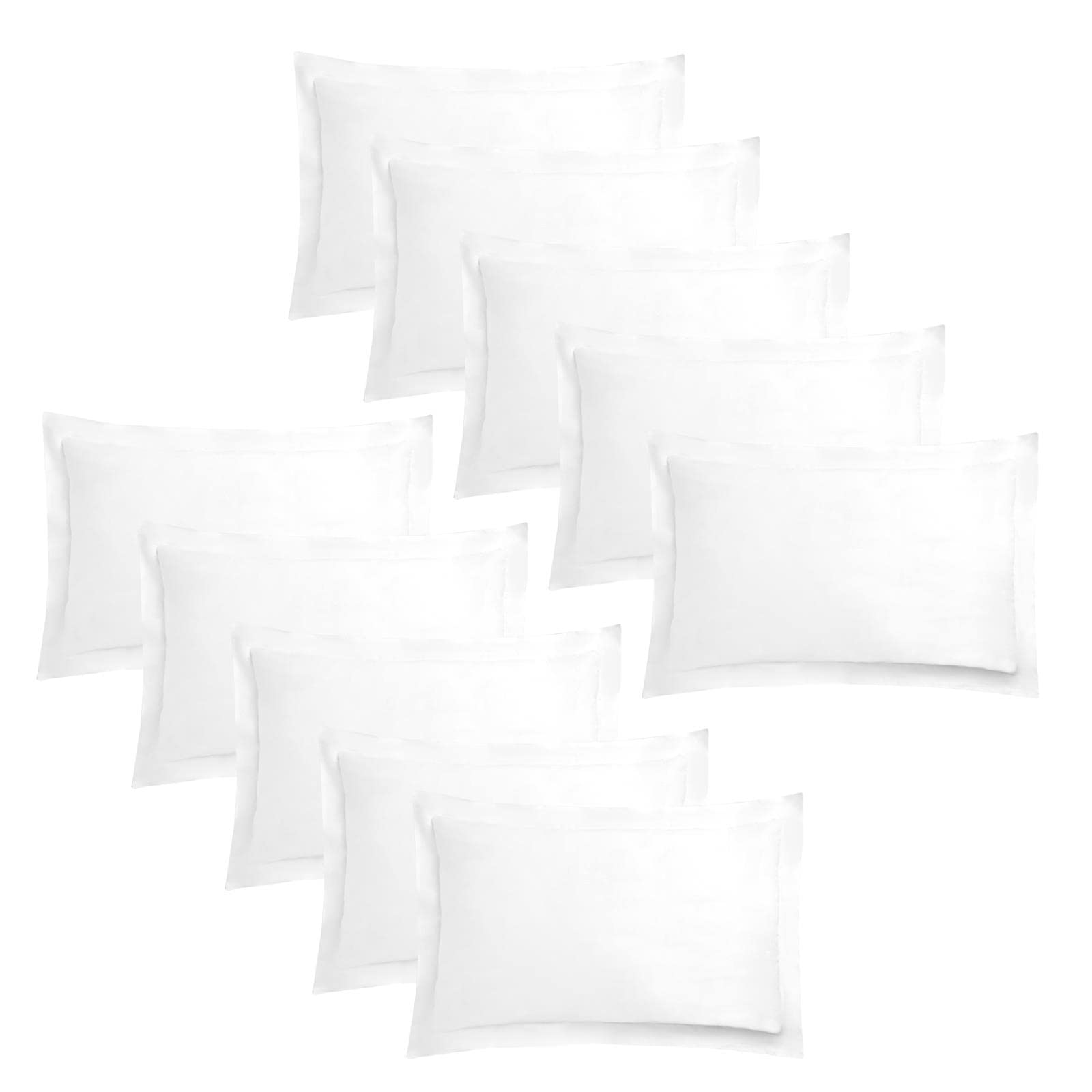 Highams 100% Cotton Plain Dye 10 Pack Oxford Pillowcases - White