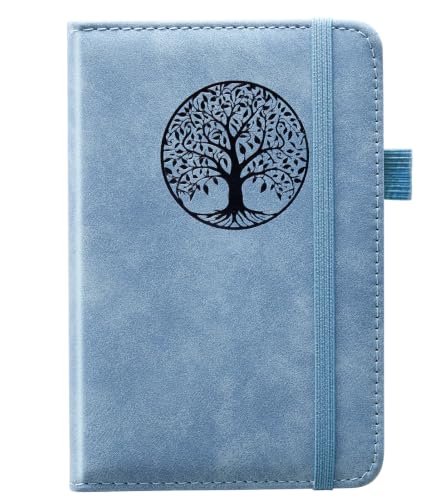 BIYUNRO Small Pocket Notebook, Leather Journal Mini (Blue)