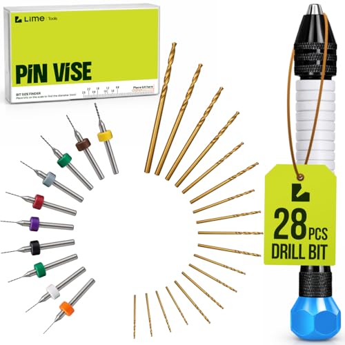 Micro Drill Bits Set with Pin Vise | Small Hand Drill - Pin Vise Hand Drill Manual, PCB Mini Bits for Resin...