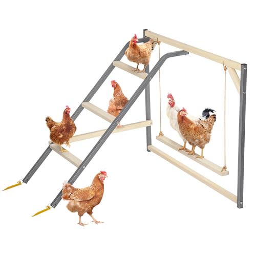 PETSFIT Chicken Perch for Coop-Solid Wood and Rustproof Iron Roosting