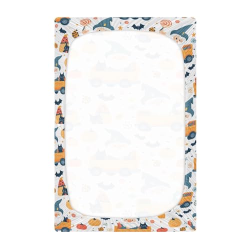 Image of Caikeny Fitted Crib Sheet for Boys Girls Cute Gnomes Halloween Candy Cats Bats Baby Crib Sheets Bassinet Sheets Crib Mattress Bed Sheets for Toddler Newborn Infant 27 x 39 in