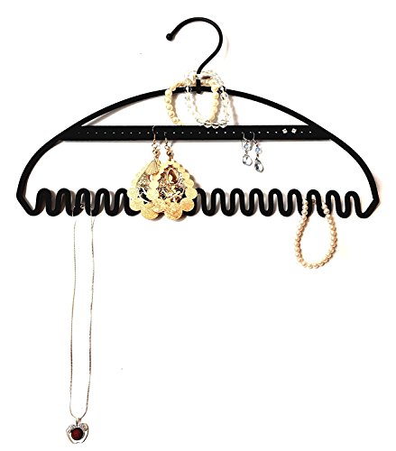 Just Solutions! Hang It Jewelry Organizer Organize Your Earrings, Bracelets, Rings and Necklaces - Perfect Solution to Your Messy and Tangled Jewelry Boxes, Strong 3MM Steel | Black Velvet