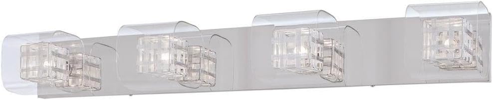 GEORGE KOVACS P5804-077 Jewel Box Vanity Bath Light, 4-Light, 160 Total Watts, 4.75-in H x 36.75-in W, Chrome