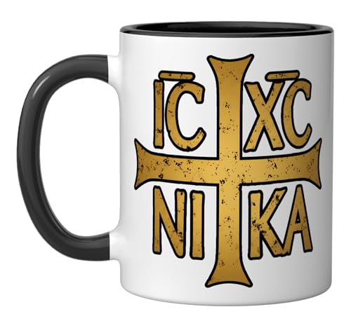 Taza Cerámica IC XC Nika Christogram Negra Blanca 11 oz miniatura 1