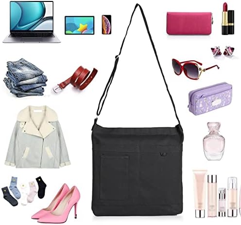 Canvas Tote Bag for Women, WantGor Large Crossbody Bag Shoulder Hobo Handbags Casual Work Shopping Bags