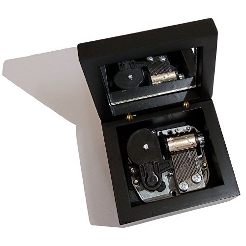 巻き上げ式木製オルゴール シルバーメッキムーブメント You are My Sunshine ブラック