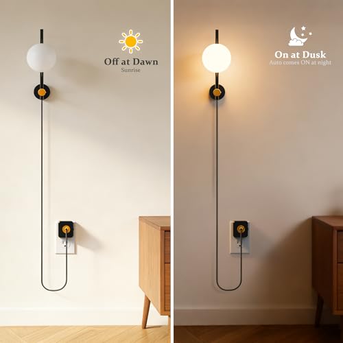 Image of JandCase Night Lights Plug into Wall, 2 Pack 3000K Round Milky Night Light | 1.5M Braided Cord, 0-100 LM Adjustable Plug in Nightlight, Auto Light Sensor, Flexible Placement for Bedroom, Bathroom