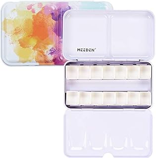 ATWORTH Empty Watercolour Tins Palette Paint Case Metal Box with 12 half pans for Watercolour Paints(Pink)