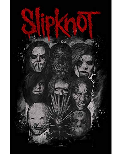 Image of Slipknot Textile Flag Poster Masks Band Logo Official Black One Size