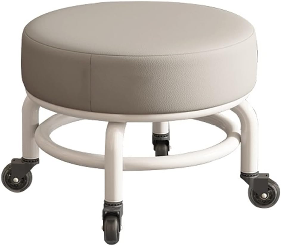 Heavy Duty Low Rolling Stool with Wheel Load-Bearing 440 Ibs, Roller Seat Short Rolling Foot Stools with Universal Swivel Caster Wheels Little Small Stools grey1,Brown (Grey)