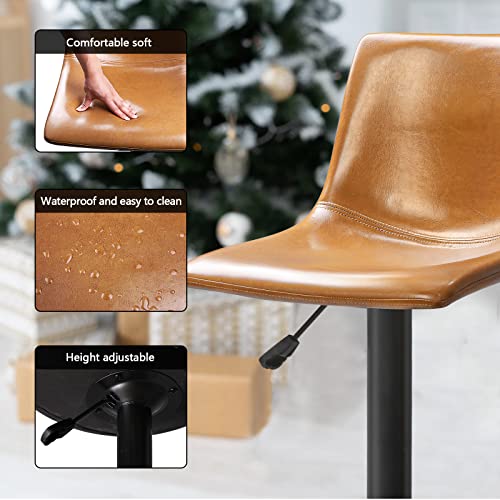 Lemberi Swivel Bar Stools Set Of 2, Modern Adjustable Counter Height Bar Stool With Back,Comfortable Pu Leather Upholstered Seat Bar Chairs For Kitchen Counter Dining Room #TOP3