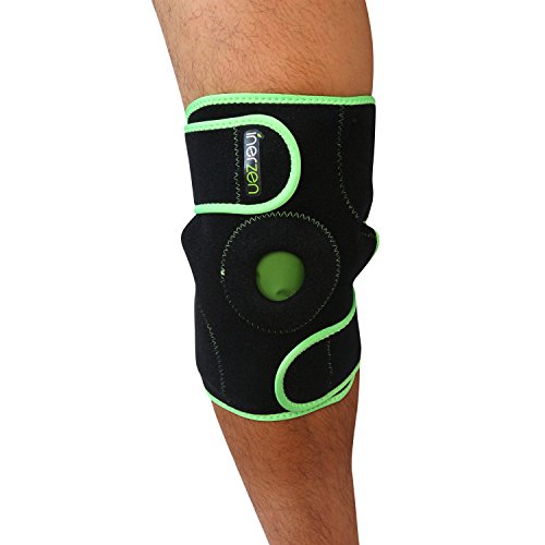 Inerzen Knee Support Hot and Cold Gel Therapy Wrap - Includes Hot or Cold Gel Pack for Pain Relief - Microwavable, Freezable, Reusable (One Size Fits All)