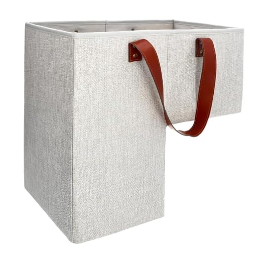 SAM AND MABEL Stair Baskets for Carpeted and Wooden Stairs – 16”L x 10”W x 16”H Foldable Staircase Basket with Handles, Stairstep Storage Organizer for Home and Office Decor (Naturel Beige)