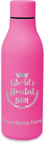 Miniatura 13 de LaserGram Botella de agua de acero inoxidable de doble pared, el hijo más grande del mundo, grabado personalizado incluido