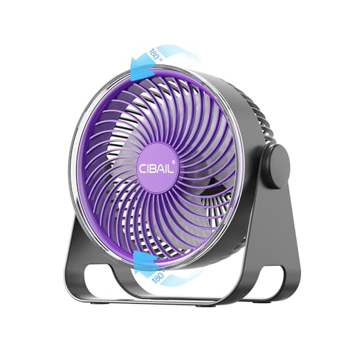 CIBAIL Brushless Motor Desk Fan, 7-Inch Quiet Turbo Table Fan with 5 Speeds, 90° Adjustable Tilt,...