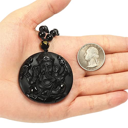ASGIFT Natural Obsidian Ganesha Necklace Unisex Hindu Elephant God Statue Pendant Healing Crystal Stone Indian God Lord Ganesh Amulet Necklaces Jewelry Gifts by ASGIFT - Used condition - Image 8