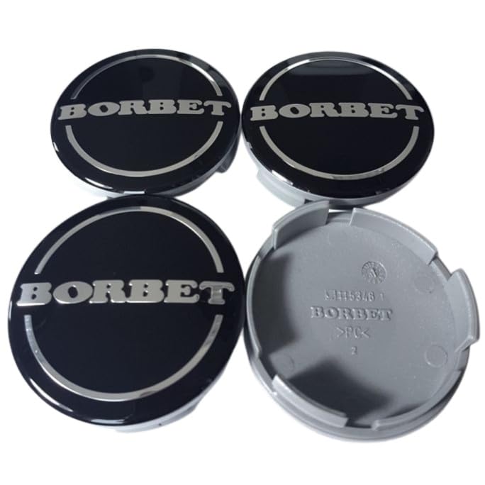 Cache-moyeux d'origine Borbet 5348 noir brillant argenté 56mm pour jantes alu