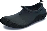 WHITIN Mens Water Shoes Beach Surfing Swim Pool Slip On Aqua Size 12 Ladies Yoga Boating Kayaking Sailing Footwear with Rubber Sole Dark Grey