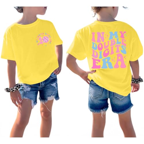 Image of Pairxily in My Double Digits Era Shirt for Girls 10th Cute 10 Year Old Girl Happy Birthday Shirts Gifts Short Sleeve Tops