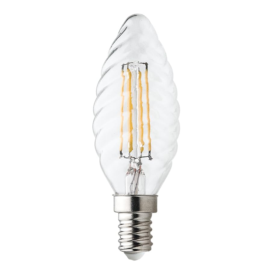 Ampoule LED à filament, forme torsadée C35, culot Edison E14, 6W (806 lumen équivalent à 60W), Lumière Blanc Chaud 2700K, verre transparent, faisceau...