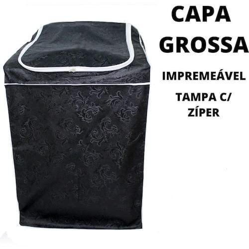 Capa Maquina de Lavar Electrolux Brastemp Consul 11kg 12kg 13kg 15kg 16kg 17kg Estampada Preto (G)