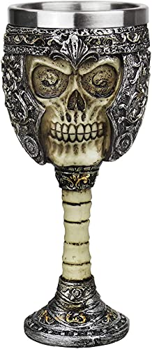Skeleton Goblet Wine Chalice Skull Mug Gothic Cup Stainless Steel Skull Beer Cup Novelty Decorative Beer Tankard Halloween Party Bar Home Decoration Cup Men Christmas Birthday Gifts Father's Day Gift