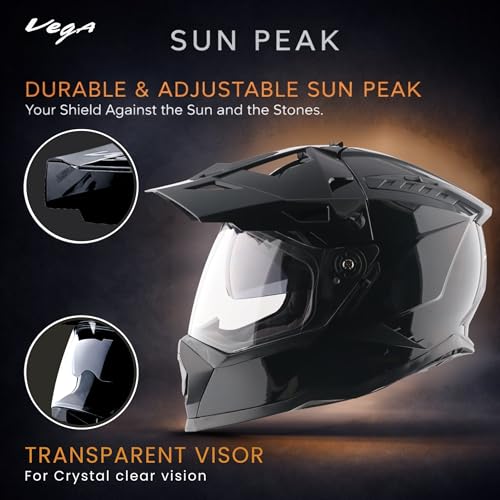 Image of Vega VF 11 Dirt-X Solid Full Face Riding Helmet with Lightweight Shock Absorbing Shell, Aerodynamic Design, Ventilated Interior, Comfortable Fit, Durable Riding Helmet - Black -L