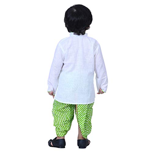 Image of BownBee Ethnic Wear Cotton Kurta Dhoti Traditional Dress Set for Baby Boys, Front Open with Dori Pattern, Full Sleeves, and Round neck, Ideal for All Festivals