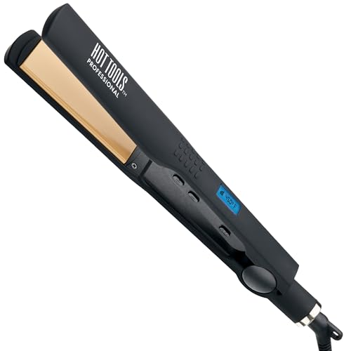 Hot Tools Pro Artist Nano Ceramic Flat iron | Wide Plate for Faster Styling (1-1/4 in)