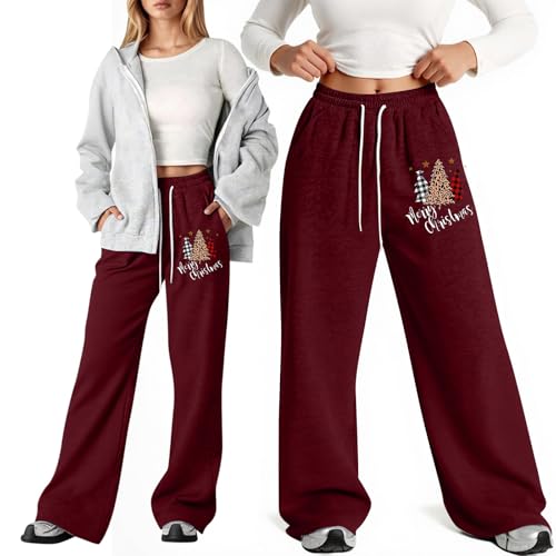 Girl's Christmas Tree Baggy Sweatpants Drawstring Straight Leg Athletic Trousers Joggers Elastic Waist Track Pants Pockets2