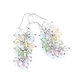 925 Sterling Silver Sweet Candy Pastel Colored Faceted Crystal Beads Dangle Earrings 1.5