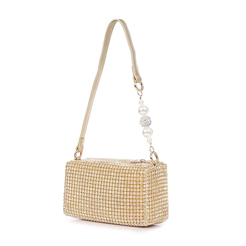 Image of Rhinestone Crossbody chain sling Bag for women Evening Clutch Handbags for Girls trendy Ladies crystal Glitter Purse Wallet for Party Wedding.
