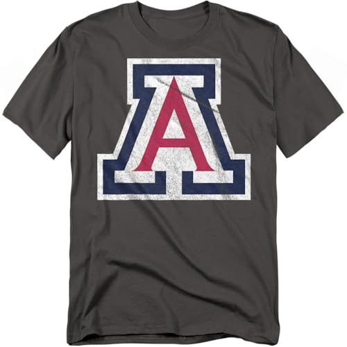 The University of Arizona Primary Logo Unisex Adult T-Shirt, Charcoal, M