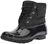 Sperry Women's Saltwater Nylon Quilt Rain Boot, Black, 9.5 M US